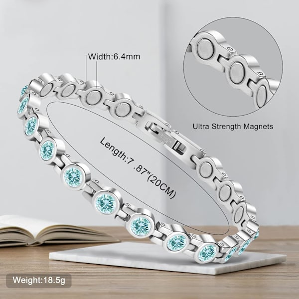 Magnetiske armbånd, sunde magnetiske armbånd til lindring af gigt smerter Magnetiske armbånd Magnetiske armbånd til mænd og kvinder (blå) Blue Diamond