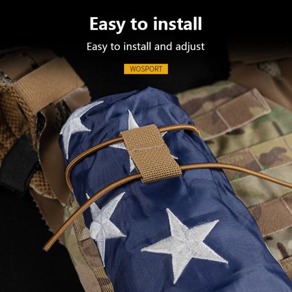 IC Taktisk Flag Bungee Elastisk Fastgørelsessnor Retention Loo ulvebrun