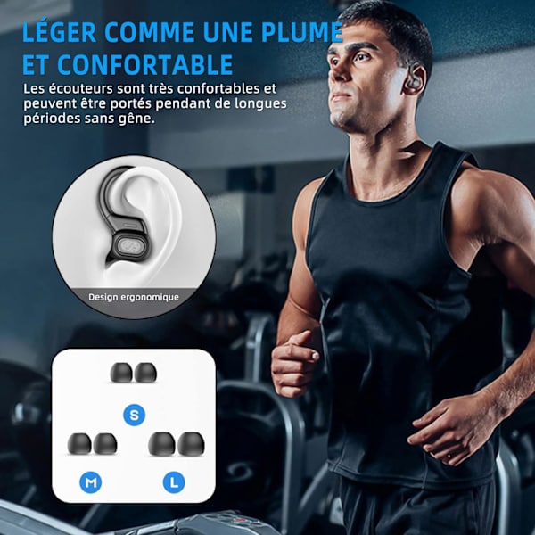 Langattomat urheilu Bluetooth -kuulokkeet, langattomat kuulokkeet mikrofonilla Bluetooth, Hi-Fi Stereo Bluetooth -kuulokemikrofoni urheiluun, työhön silver