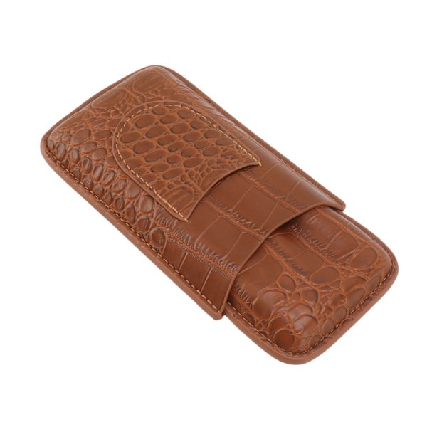 Etui i konstläder, bärbart, hållbart, elegant, 3-fingers cigarrlåda för resor, utomhus, affärer 79