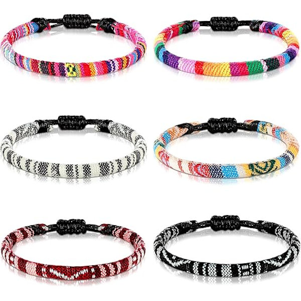 6 kappaleen nilkkakoru säädettävä boho surffari nilkkakoru ohut köysi unisex käsintehty ranta nilkkakoru boho värikäs nilkkakoru
