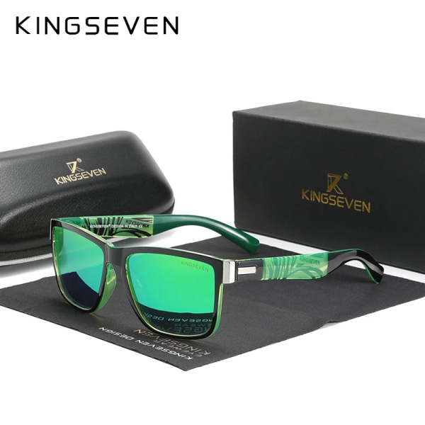 KINGSEVEN Hettsäljande polariserade solglasögon för män och kvinnor Färgglada modesolglasögon Solglasögon Glasögon 752 C8 Green Fashionable