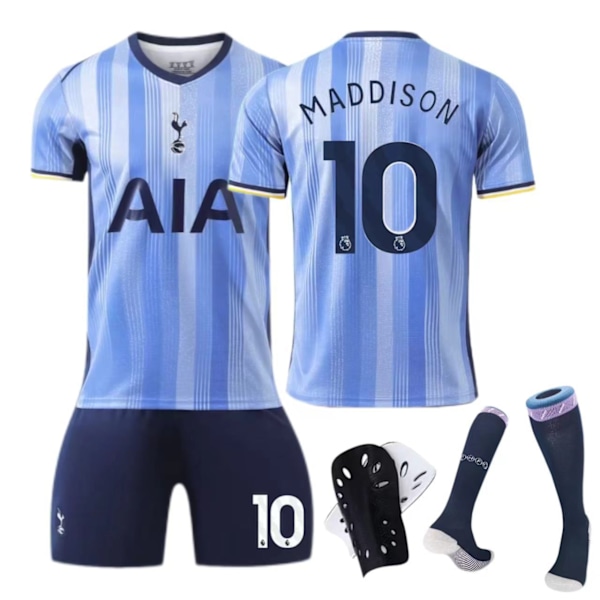 24-25 Tottenham Hotspur Away Kit No. 7 Son Heung-min 17 Romero Børne- og voksenfodboldtrøje - No. 7 med sokker + beskyttelsesudstyr 28(150-160cm)