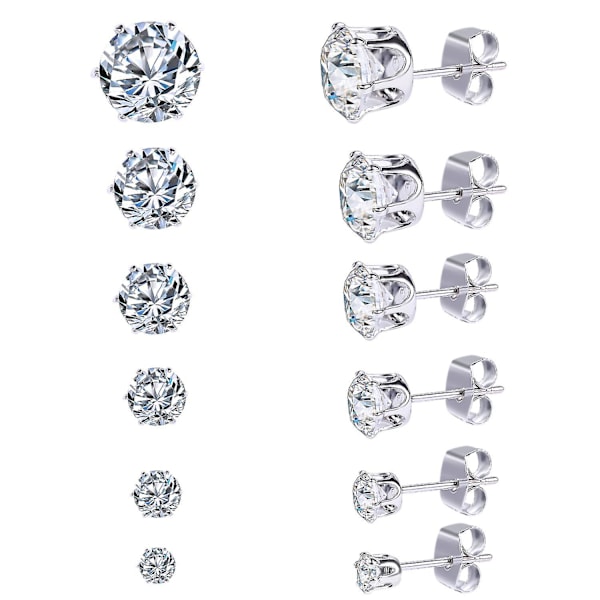 Par rustfrie stål øreringe, allergivenligt cubic zirconia materiale, med fremragende slibning, strålende glans og høj klarhed (FQ)