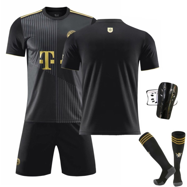 21-22 Bayern borta svart nr 25 Muller tröja nr 9 Lewandowski fotbollströja kostym nr 10 Sane guldbokstäver Bayern Away #10 Kit & Socks 28#