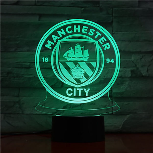 Manchester City FC USB 3D Anime Natlampe Atmosfærisk LED Bordlampe Julegaver til Fodboldfans Dekorativ Lampe til Børn