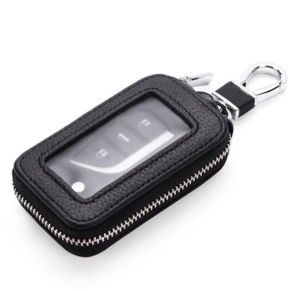 Män Kvinnor Mode Läder Dragkedja Bil Nyckelhållare Transparent Wi - spot försäljning Svart Black one size