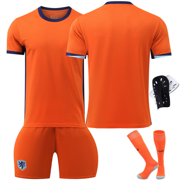 2024 Nederländernas hemfotbollströja nr 4 Van Dijk 10 Depay 11 Robben 21 De Jong set Europacuptröja No size socks + protective gear #18