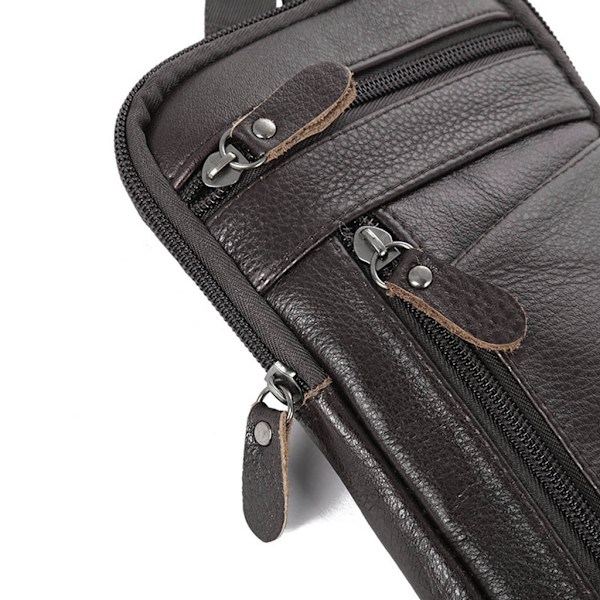 Herre ægte læder mode telefon taske bælte taske skulder crossbody mavetaske