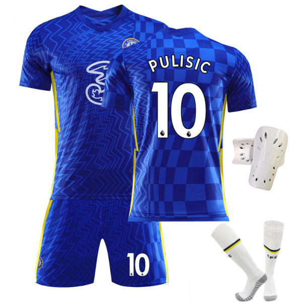 21-22 Nya Chelsea Hemma Nr 9 Lukaku Nr 10 Pulisic Jersey Set Gratis Tryck Nummer Med Strumpor No. 11 with socks + protective gear S#