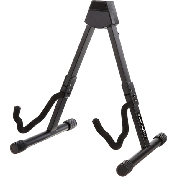 Adjustable Guitar Folding A-Shape Frame Stand for Acoustic and Electric Guitars with Non-Slip Rubber and Soft Foam Arms, Fully Assembled, Black