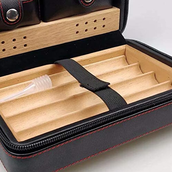 Læderkuffert Cigar Humidor Etui, Bærbar Cedertræ med