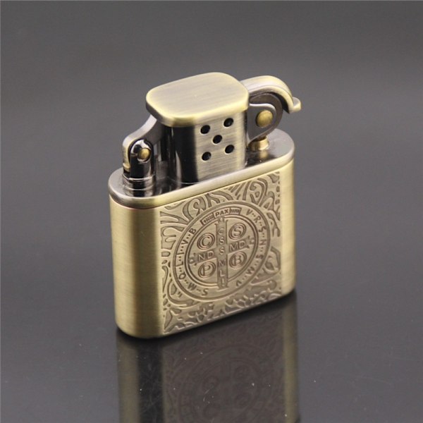 Carved Antique Style Lift Arm Gasoline Kerosene Lighter, Unique Antique Kerosene Lighter for Man, for Outdoor, Camping, Windproof Cli