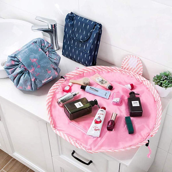 Toalettväska för flickor, Lazy Storage Cosmetic Bag, Kosmetisk sminkväska, Stor storlek, Bärbar, Fashion Design