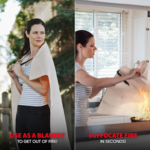 Prepared Hero Nødbranddække - 1 Pakke - Branddækning til Køkken, 100cm x 100cm Branddække til Hjemmet, Glasfiber Branddække