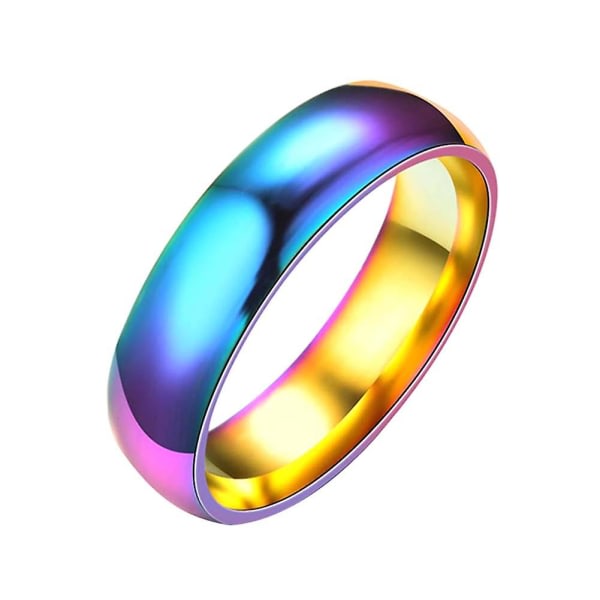 Mode Rainbow Dome Rostfritt stål Finger Ring Par Bröllop