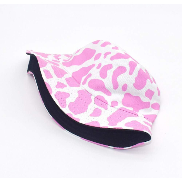 Hink med tryck Unisex Tryck Fiskehatt Vändbar Fiskehatt för Män Kvinnor Tonåringar... Rosa ko Pink cow One Size