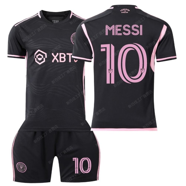 23-24 Miami Jersey nr 10 Messi Major League Soccer Jersey Hemma Borta Svart Rosa Kostym med strumpor Size 10 single top 28 yards