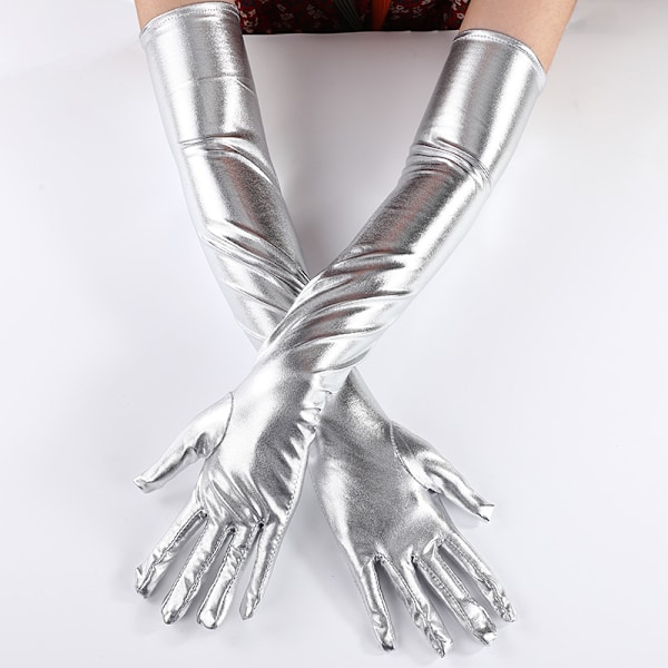 1 pair of sexy patent leather tight extended gloves brig