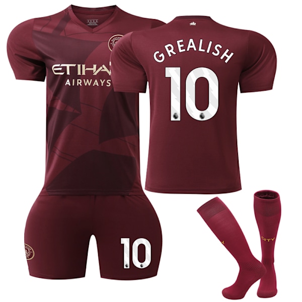 Manchester City Udebanefodboldtrøje Børn 2024-2025 Sæt Nr. 10 Grealish 22