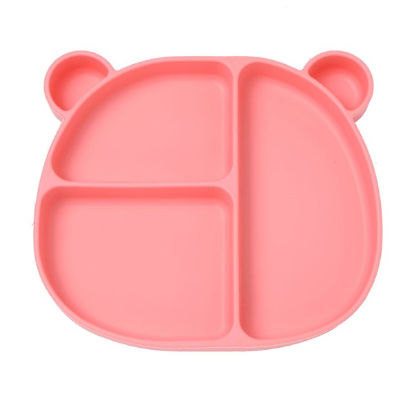Silikon baby servis är lämplig för spädbarn och små barns sugkoppar, babyavvänjningstillbehör, servis Pink