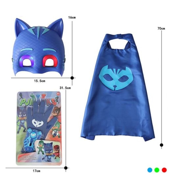 Sæt med 5 stk. PJ Masks kostumer til børne-superhelte cosplay