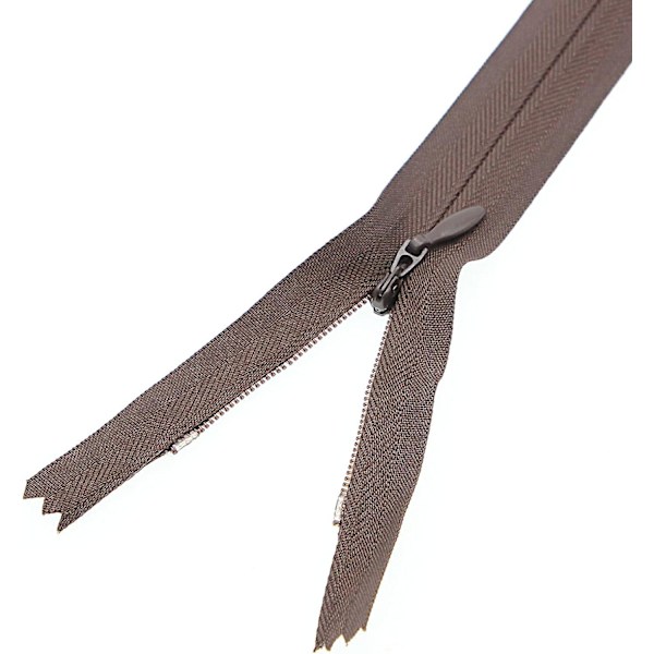 20 stk Usynlig Glidelås for Syarbeid Klesplagg, Pute, Skjørt, Veske, Nylon Gjemt Glidelås for Pute Putetrekk Madrass Hundebed DIY (22 tommer, brun)