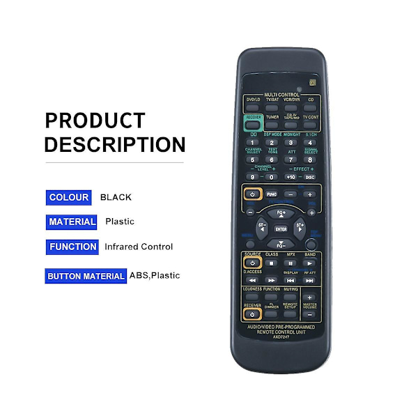 Fjernbetjening til Pioneer Receiver AXD7247 R VSX-D510 VSX-D209 VSX-D409 D511 Vsx D510