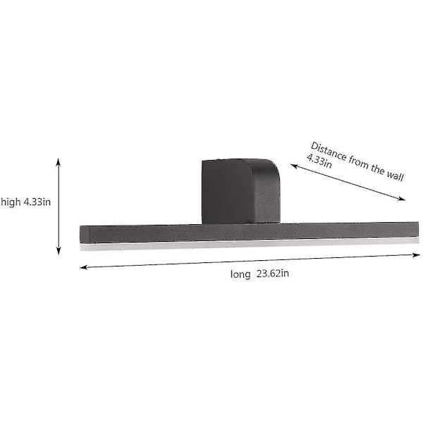 Badevegglamper Led Svart Badspeil Lamper Innendørs Metall Akryl Veggbelysningsarmatur 14w 60cm [Energiklasse A++]