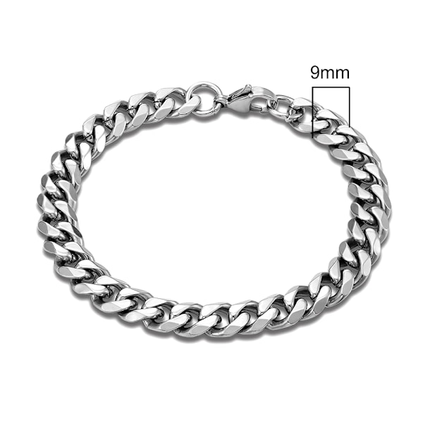 3-11mm Lokomotiv Menn Punk Rock Rustfritt Stål Kantsten Kubansk Länk Kjede Sølvfarget Armbånd for Kvinner Biker Smykker 7mm