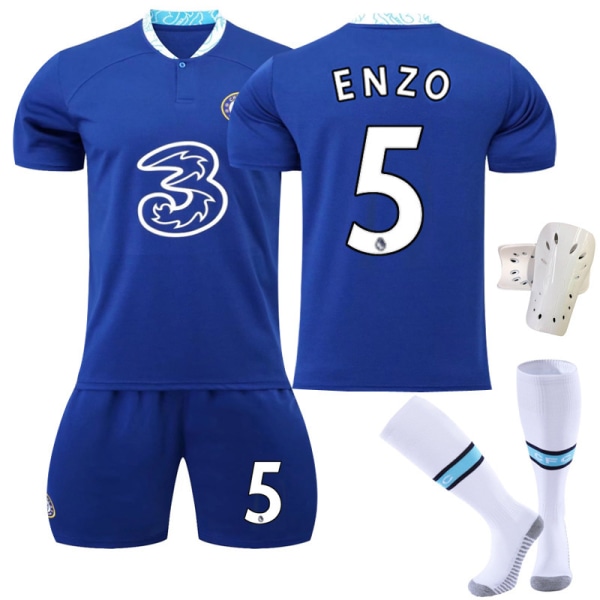 22-23 Chelsea hemtröja nr 9 Aubameyang 7 Kante 10 Pulisic fotbollströja set 19 Mount tröja 11 Felix,socks + protective gear #20