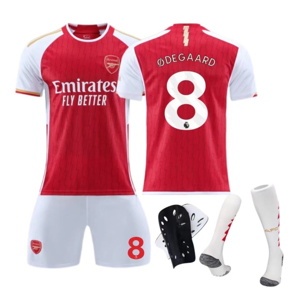 23-24 Arsenal hemmatröja nr 11 Salah barn vuxen kostym fotbollströja Size 7 socks + protective gear 26