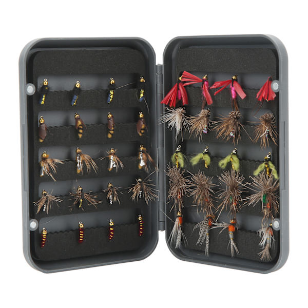 40 st Fiskebeten Fiskefluga Bete Assortment Set Kit med Vattentät Låda för Sjö Flod