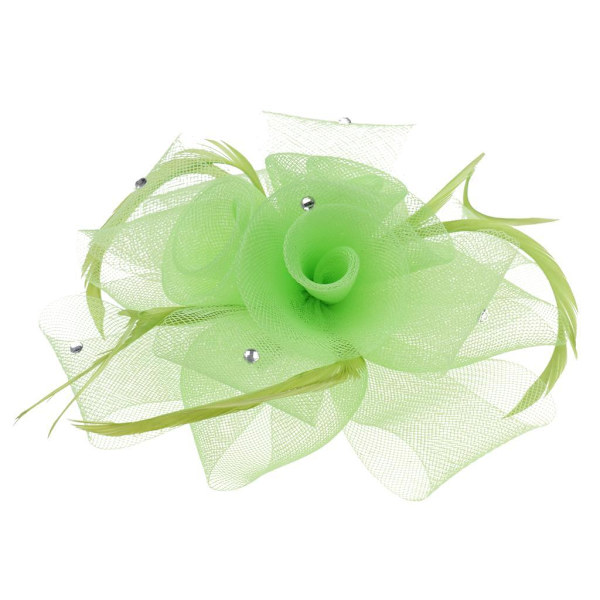 1/2 Bröllop Brud Dam Prom Ros Fjäder Fascinator Hårklämma Lime Grön Lime Green 1 Set