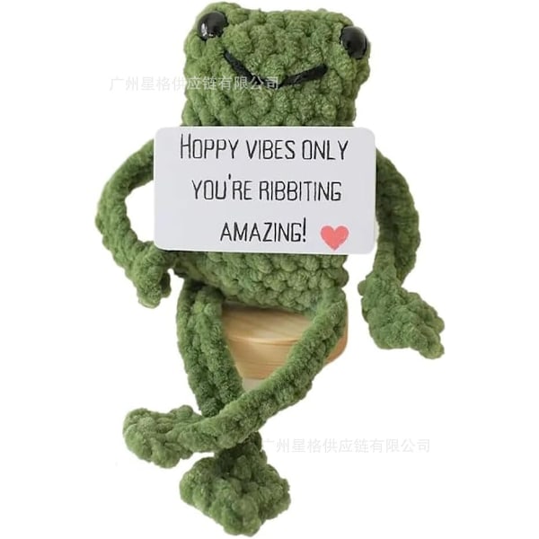 Roliga positiva grodor Mini virkade grodor med positiva affirmationskort för inspirerande nyhetsgåvor och festdekorationer C
