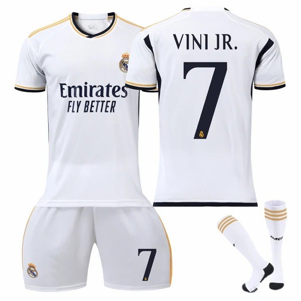 23-24 Vini Jr. 7 Real Madrid Drakt Ny Sesong Siste Voksen Fotballdrakter For Barn Adult M（170-175cm）