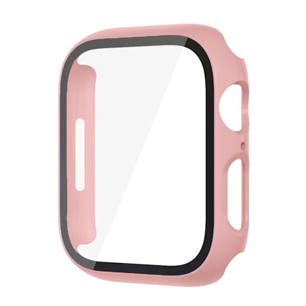 Glass+ Cover For Apple Watch case 9 8 7 6 SE 5 iWatch Accessories Screen Protector Apple Watch Series 45mm 41mm 44mm 40mm 42mm 38mm Pink Pink Pink