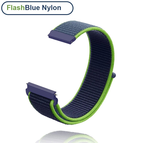 Uusi 18mm 20mm 22mm hihna Garmin Venu 2S rannekkeelle Vivoactive 3 4S 4 Forerunner 245 645 Galaxy Watch 4 Classic 42 46mm FlashBlue Nylon Flash Blue Nylon 20mm