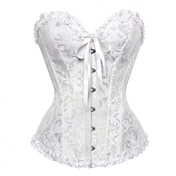 Korsett för kvinnor med blommor, braless, axelbandslös underkläder Vit White 4XL
