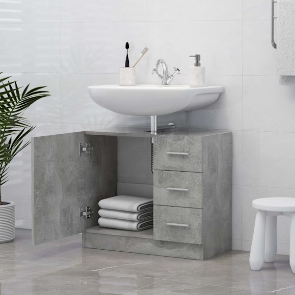 vidaXL Pesualtaiden allaskaappi betoninvärinen 63x30x54 cm tekninen puu Grey gray