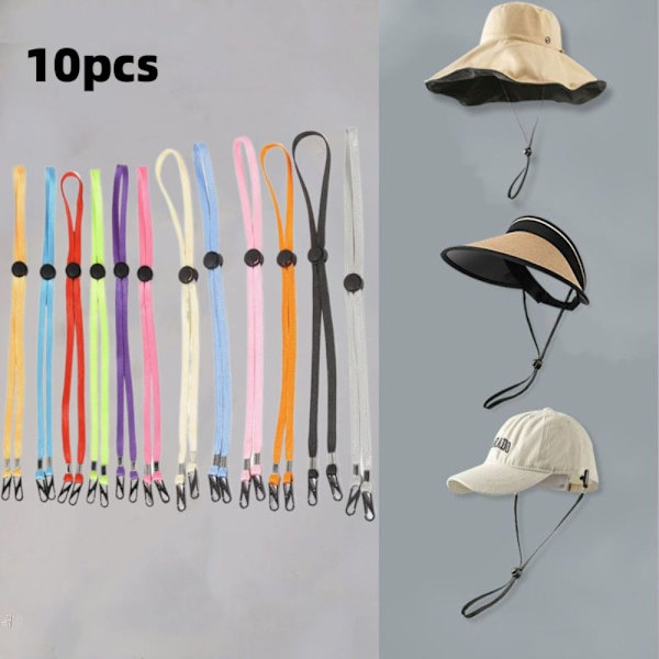 10 stk. Hat Chinstrap Vindtæt hat strop SORT black