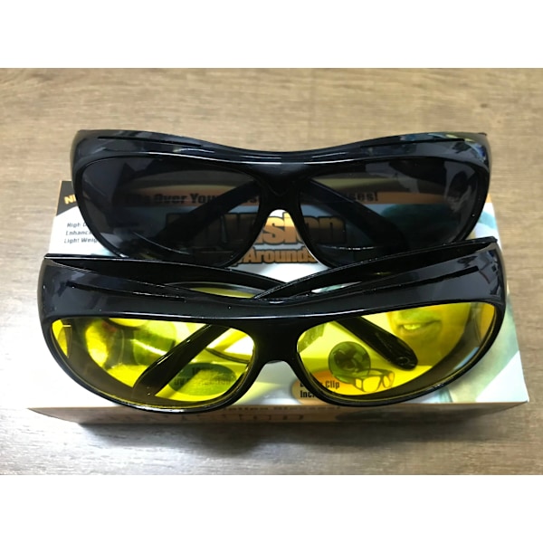 Polariserede dag-nat-kørebriller, antirefleks solbriller til mænd og kvinder, high definition nattesyn wrap solbriller 2 in 1 set