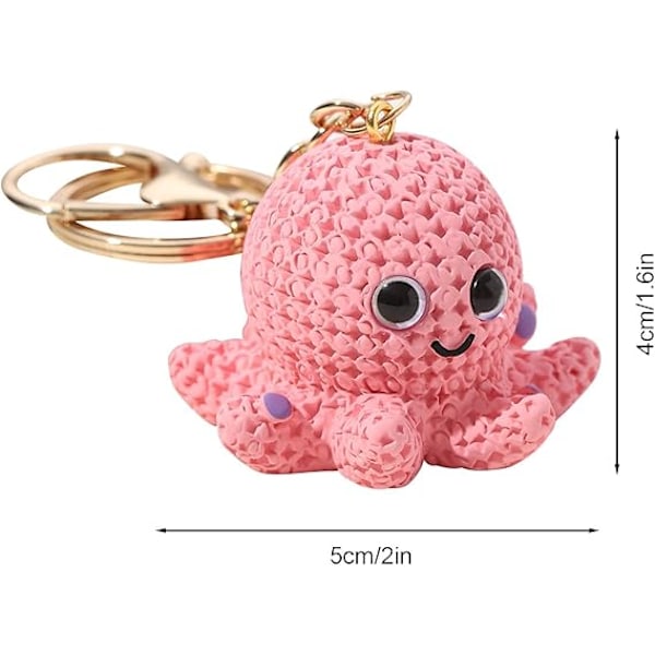 pc. Blæksprutte Nøglering til Kvinder, Blæksprutte Nøglering, 3D Taske Nøglering | Sød Harpiks Taske Nøglering, Stilfuld Tegnebog Charm Nøgle