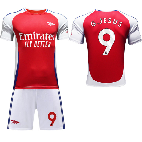 2024-25 Arsenal fodboldtrøjesæt trøje nr. 7 Saka 9 Jesus 8 Odegaard rød Arsenal home number 9 no socks #16