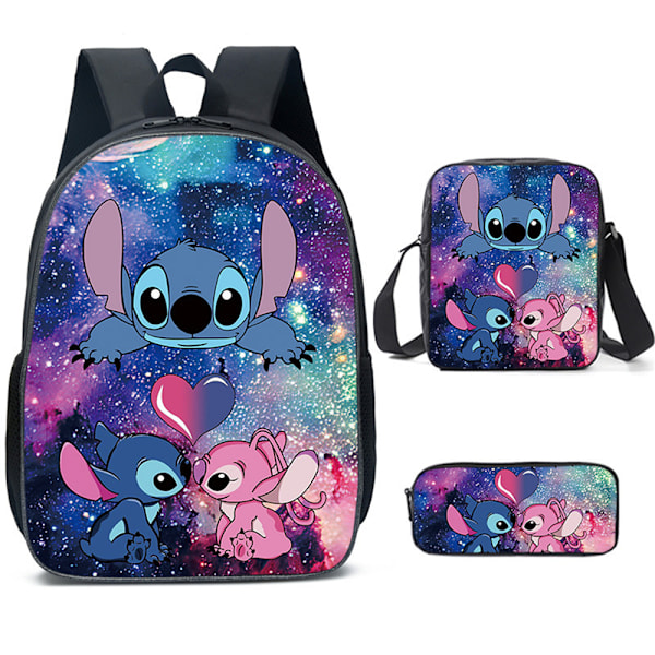 3 pcs/ set Stitch Printed Backpack Crossbody Lunch Bag Case - stock