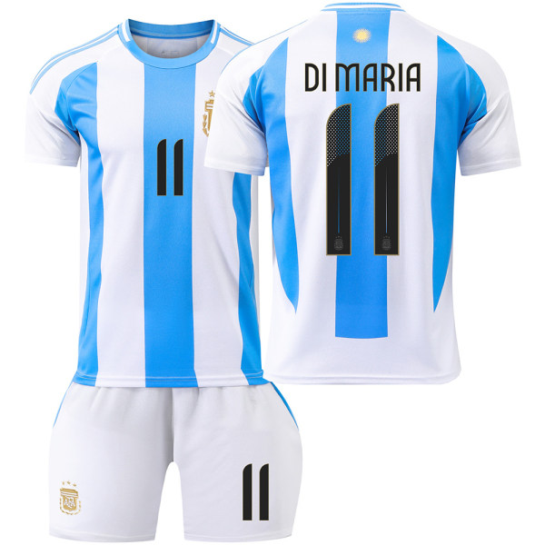 2024 Argentina fotbollsuniform nr 10 Messi Messi 11 Di Maria Copa América tröja barnkostym No socks size 11 20 yards