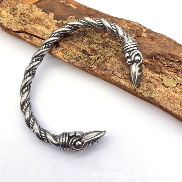 Vikingarmband för kvinnor män Armring nordiska smycken rostfritt S