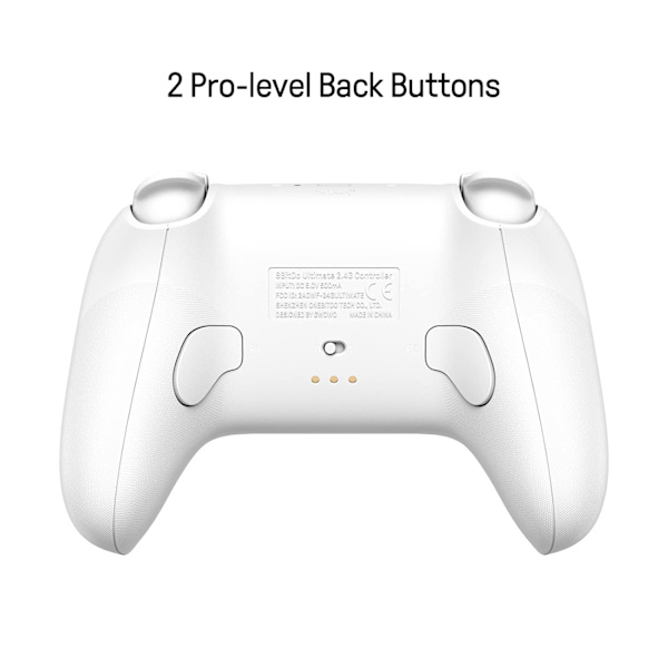 Ultimate 2.4g Trådløs Controller, Joystick Opdatering, Pro Gamepad med Bagknapper & Turbo Funktion til PC, Android, Steam Deck & Apple (Hvid) White