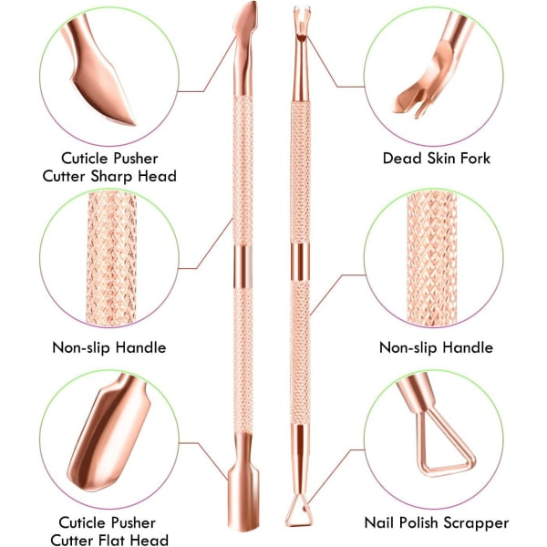 3-pack nagelbandssax - roséguld, nagelbandspusher