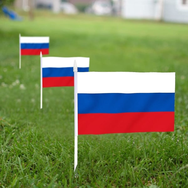 Russland Miniflag 12-pakke - Håndholdte små russiske miniatyrflagg på p? stick 5x8 tommer